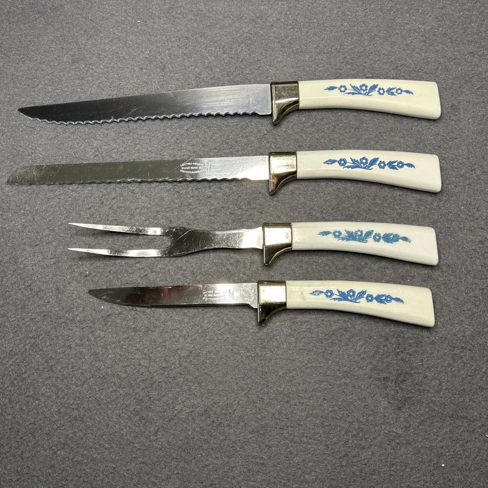 Vintage Lifetime Cutlery 4-Piece Knife Set Sheffield England Cornflower Pattern‎